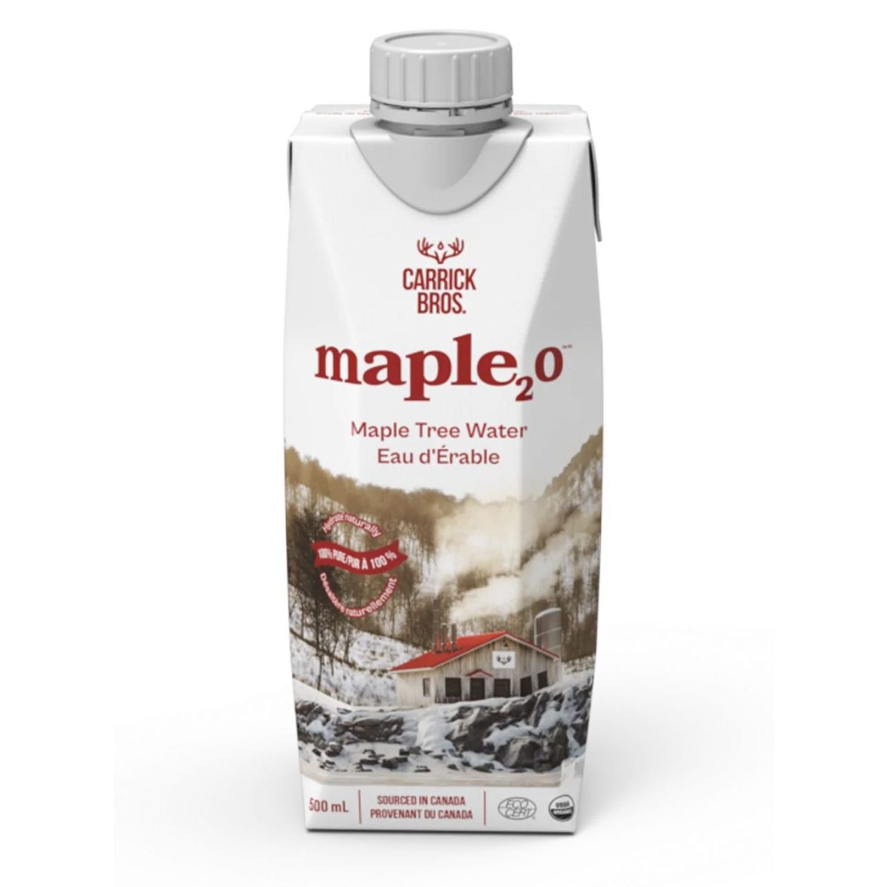 Pure maple water in a carton with Canadian origin.