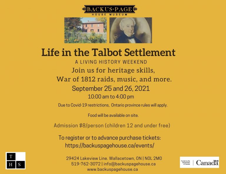 Event! Life In The Talbot Settlement 1812